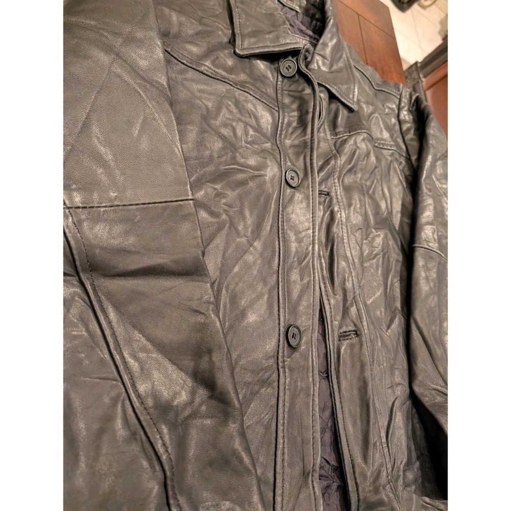 Perry Ellis Portfolio Lambskin Leather Jacket/Coat, Quilted Lining Brn, Men's L - Picture 2 of 7